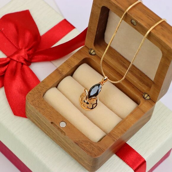 "Rose Gold Honeycomb Butterfly Pendant with Black Gem, XPPT1314 - Picture 8 of 13